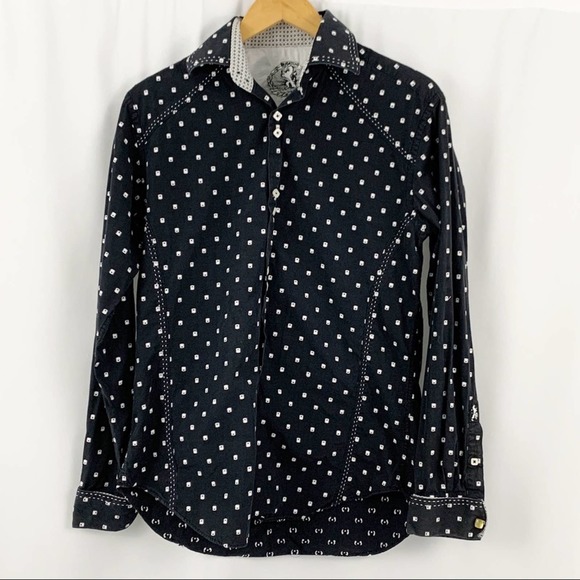 Bugatchi Black and White Button Down Shirt M - Picture 1 of 13